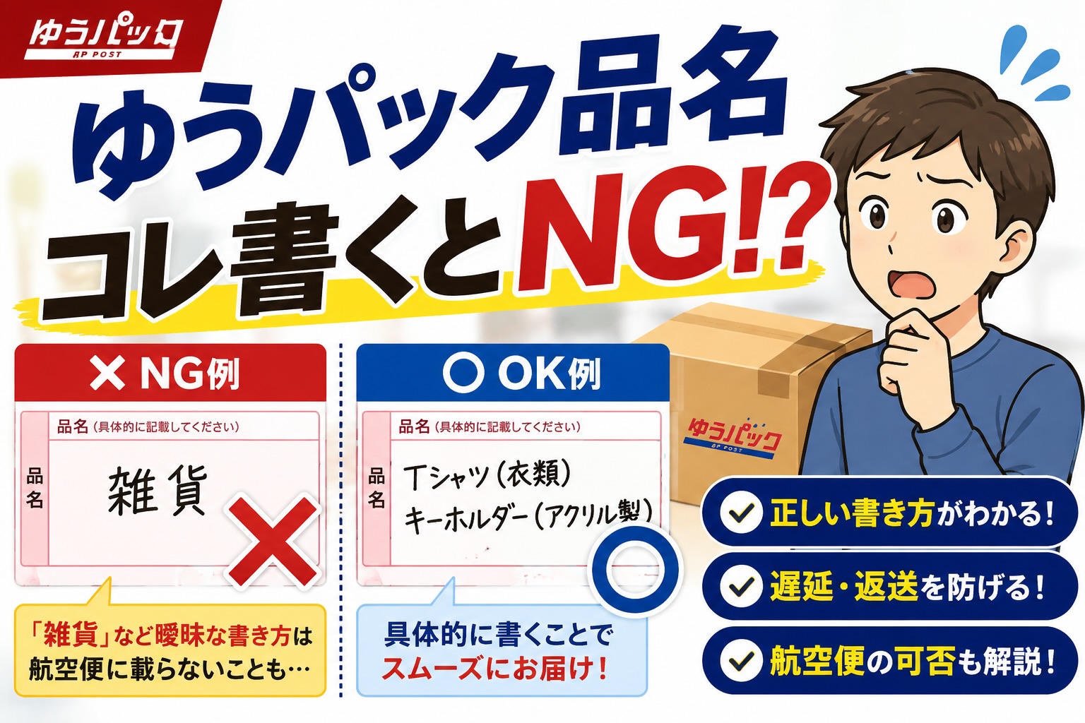 ゆうパック品名の書き方