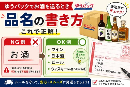 ゆうパックでお酒を送るときの品名の書き方　これが正解